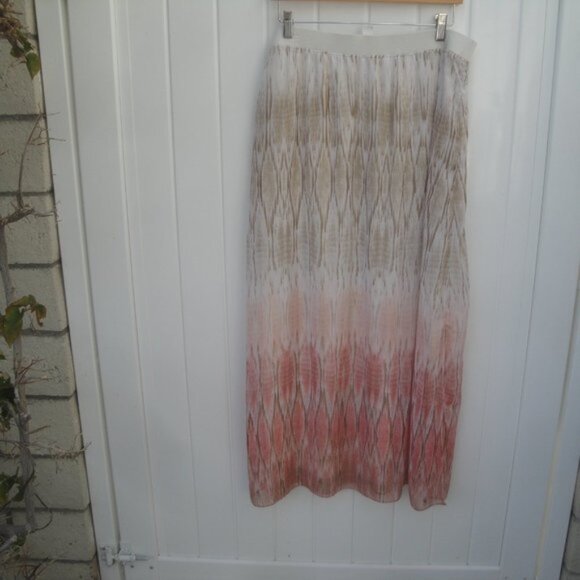 Chico's Women's Skirt Maxi Size 2 Large Peach, Beige Cream Long Elastic Band - Picture 8 of 12
